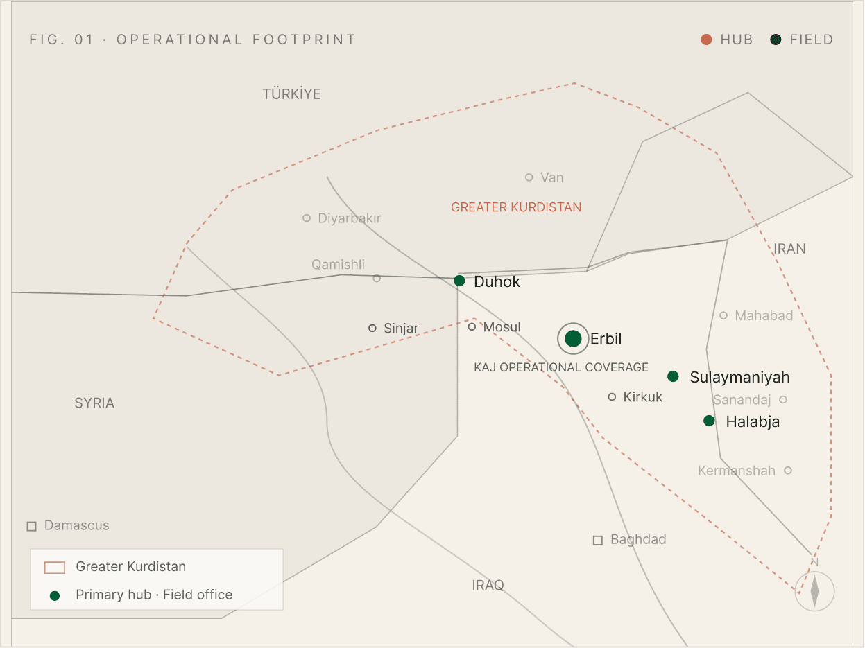 Operational coverage map of the Kurdistan Region of Iraq